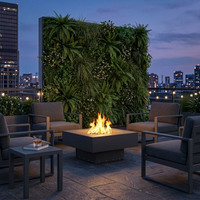 Brasero Bloc Piédestal 60 cm en situation sur terrasse avec flammes