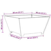 Brasero Trapèze Grand Format 80 cm schéma dimensions techniques