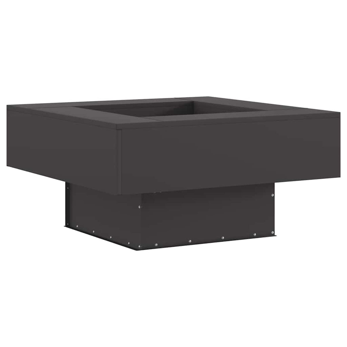 Brasero Bloc Piédestal 80 cm Acier Noir - Vue Produit sur Fond Blanc