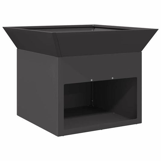 Brasero Cube Ouvert 50 cm Acier Noir - Vue Produit sur Fond Blanc